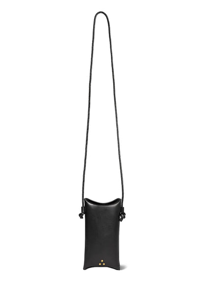 jerome dreyfuss Louis Mobile Crossbody in Black leather brass