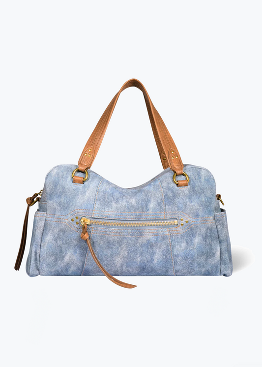 jerome dreyfuss Lucky Bowling Bag in Washed Jeans Split Suede