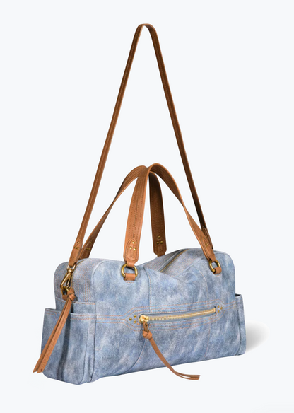 jerome dreyfuss Lucky Bowling Bag in Washed Jeans Split Suede