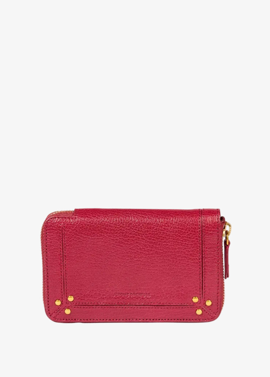 jerome dreyfuss leather Julien Wallet in Carmin Red zipper wallet