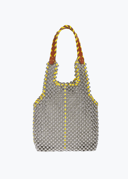 jerome dreyfuss womens Marcel Perles Jaune Beaded Tote in Yellow