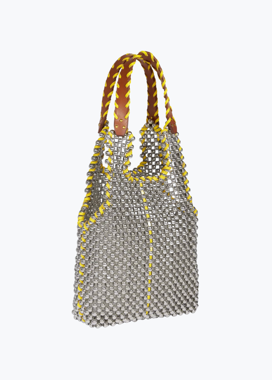jerome dreyfuss womens Marcel Perles Jaune Beaded Tote in Yellow