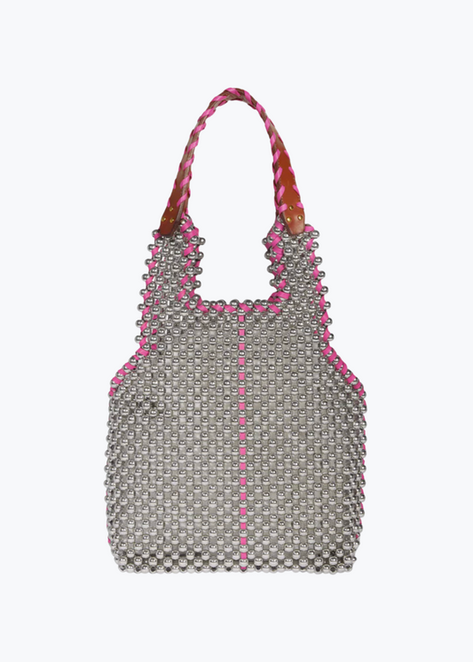 jerome dreyfuss womens Marcel Perles Rose Beaded Tote in Pink