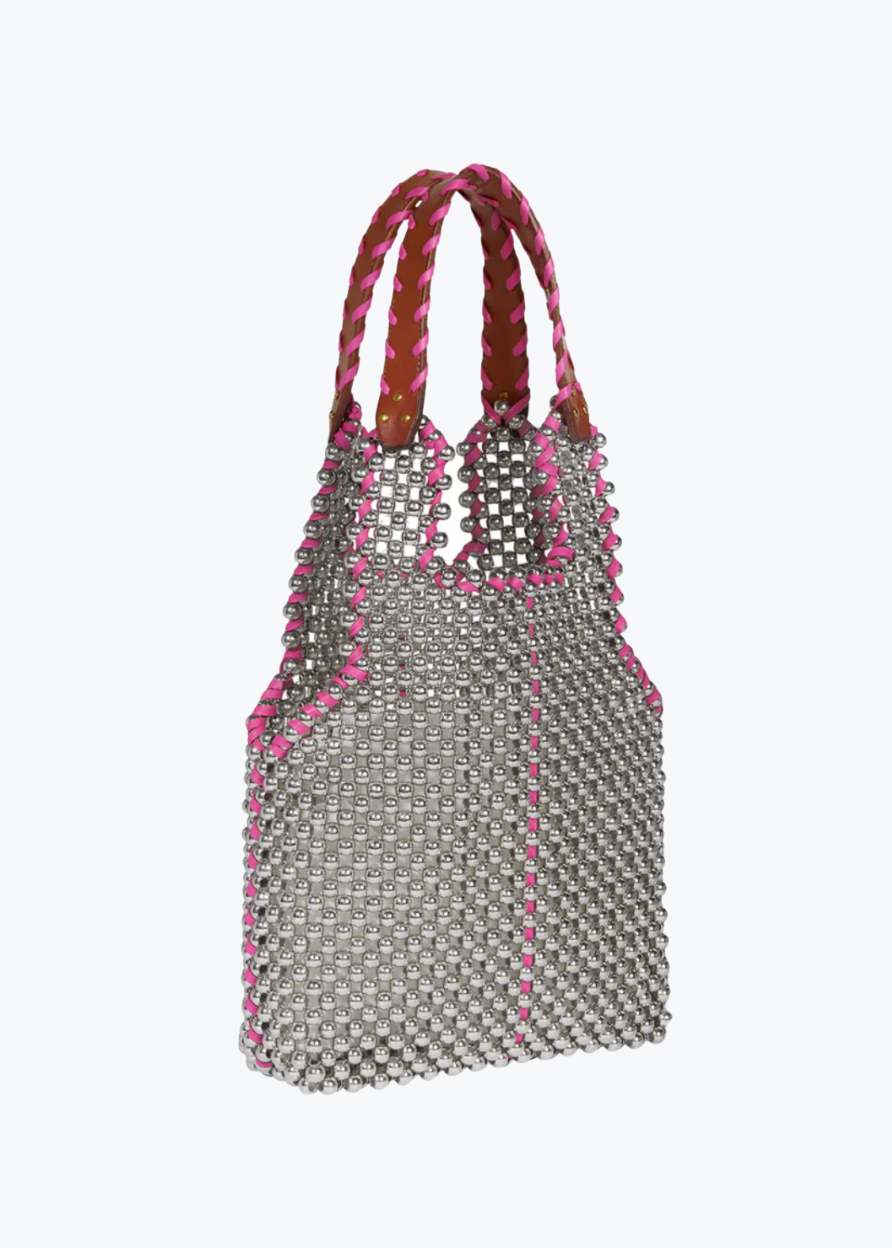jerome dreyfuss womens Marcel Perles Rose Beaded Tote in Pink