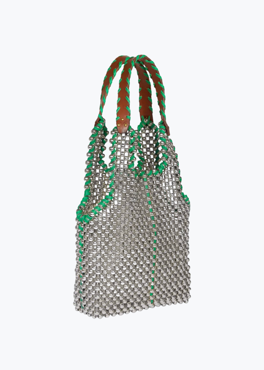 jerome dreyfuss womens Marcel Perles Vert Beaded Tote green