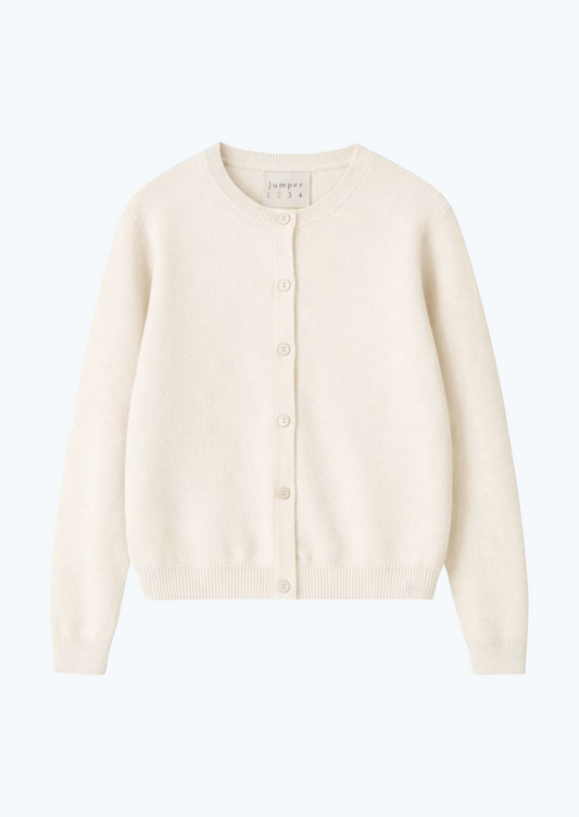 jumper1234 Plain Crew Cashmere Cardigan in jasmine