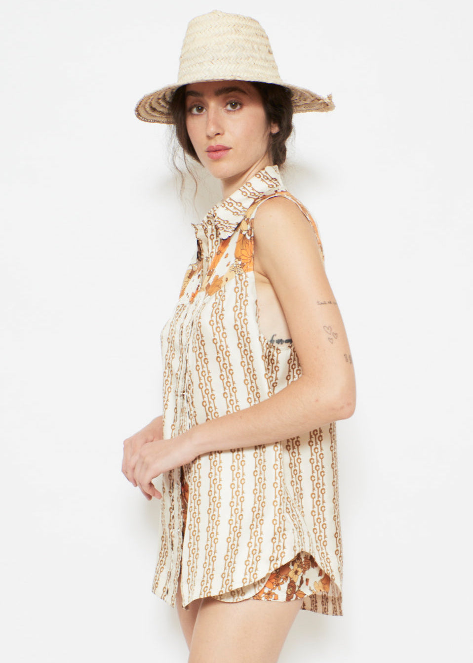 person wearing la prestic ouiston Arizona Flower Power Silk Top