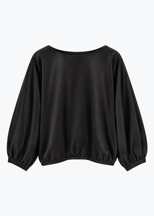 la prestic ouiston Blondie Silk Top in Doppio Noir