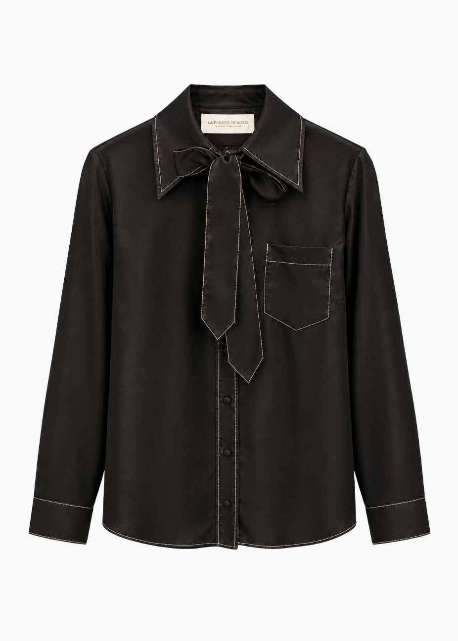 la prestic ouiston Giroud Silk Shirt in Noir black