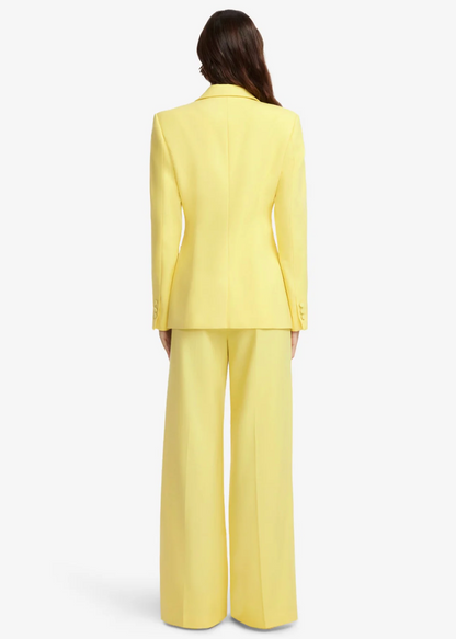 person wearing person wearing leo lin Elisha Wide Leg Pants and Vesper Fitted Blazer in limoncello yellow