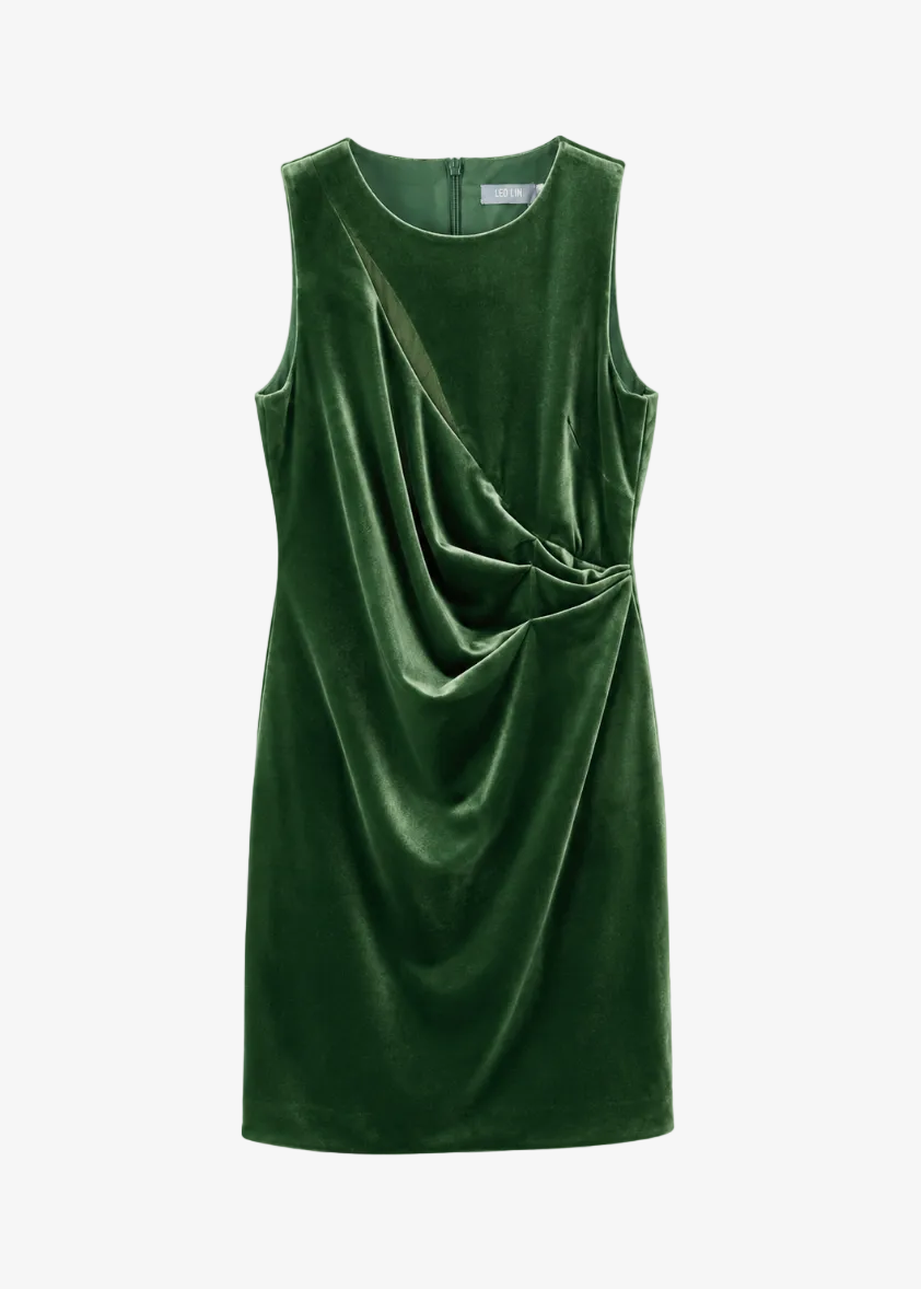 leo lin Mina Velvet Cutout Mini Dress in Forest Green