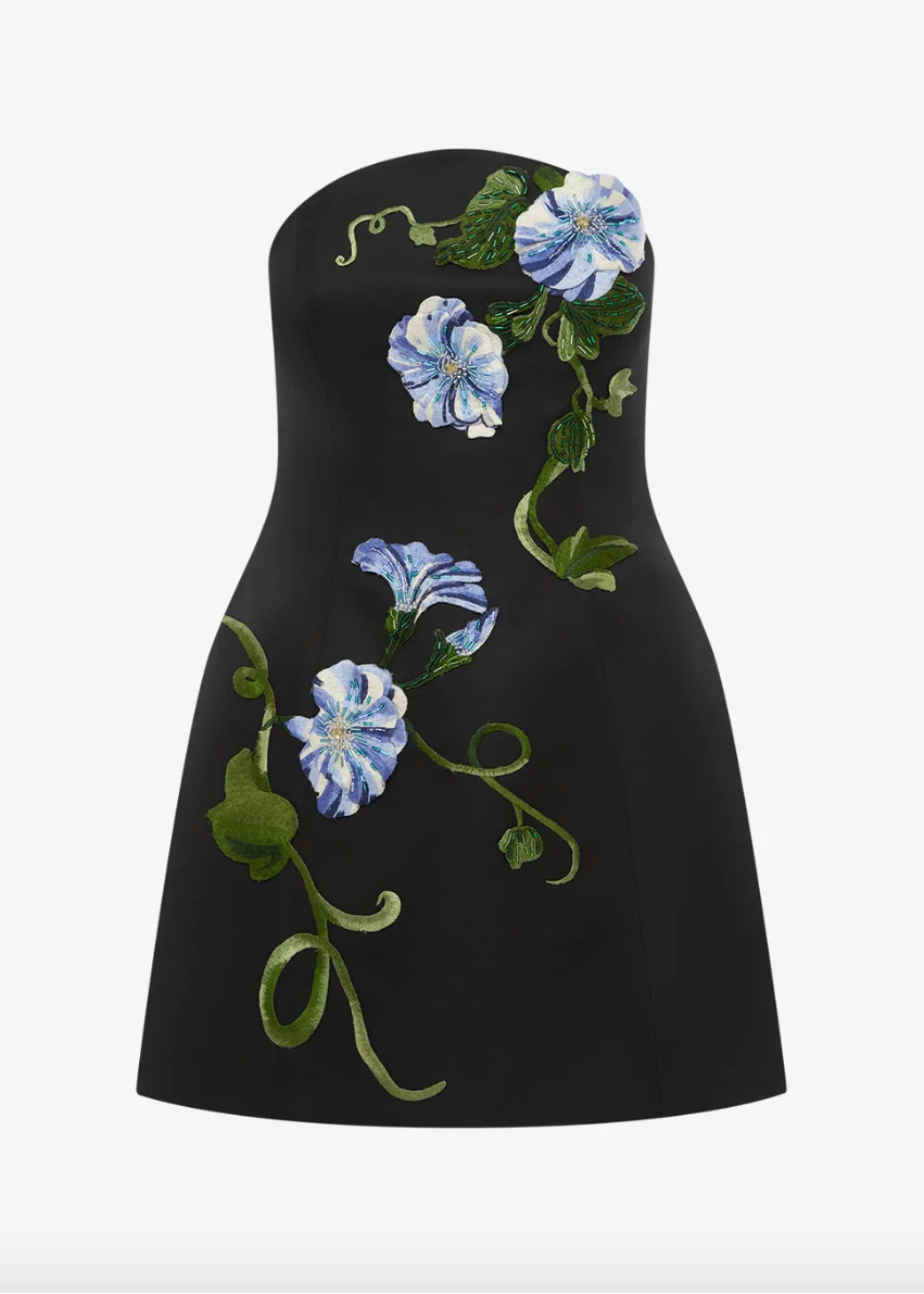 leo lin womens Vine Print Zaria Bustier Mini Dress ebony