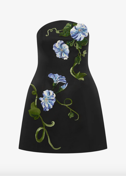 leo lin womens Vine Print Zaria Bustier Mini Dress ebony