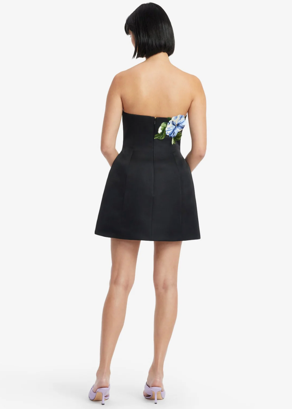person wearing leo lin womens Vine Print Zaria Bustier Mini Dress ebony