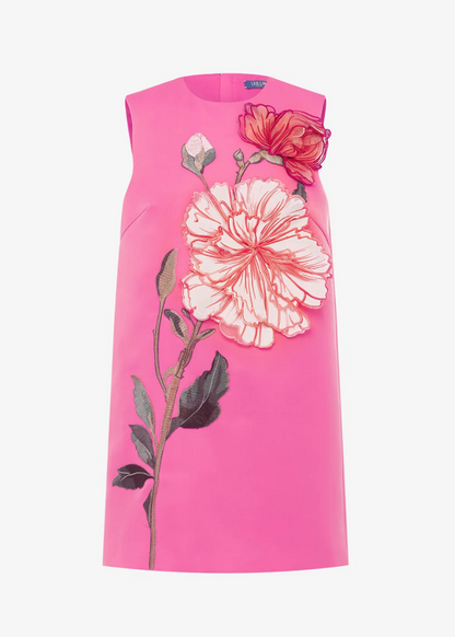 leo lin womens Yvonne Appliqué Floral Mini Dress pink peony
