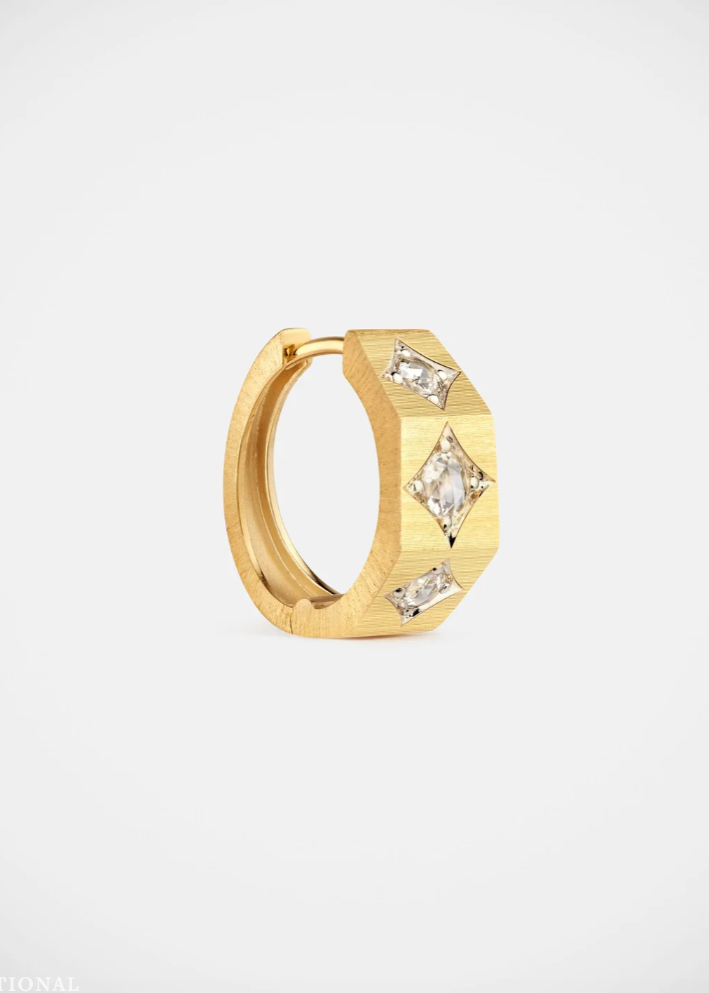 marie lichtenberg fine jewelry 18k yellow gold Ecrou Coco Diamond Earring Medium hoop