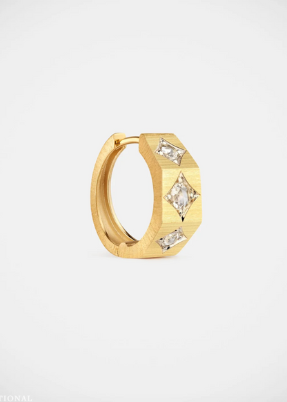 marie lichtenberg fine jewelry 18k yellow gold Ecrou Coco Diamond Earring Medium hoop