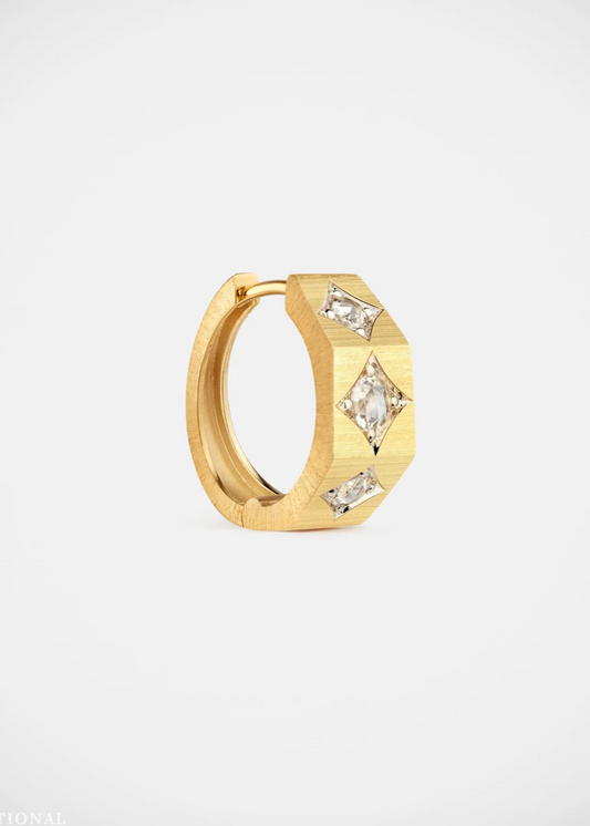 marie lichtenberg fine jewelry 18k yellow gold Ecrou Coco Diamond Earring Medium hoop