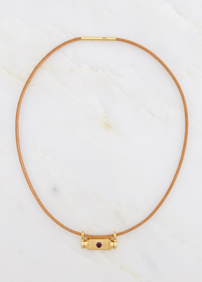 marie lichtenberg fine jewelry 18k yellow gold Heart Smash Locket garnet