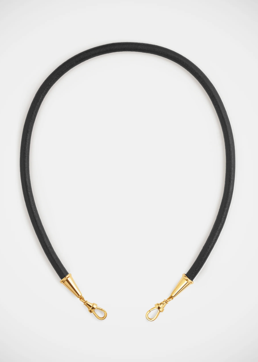 marie lichtenberg fine jewelry 18k yellow gold Leather Lasso Necklace