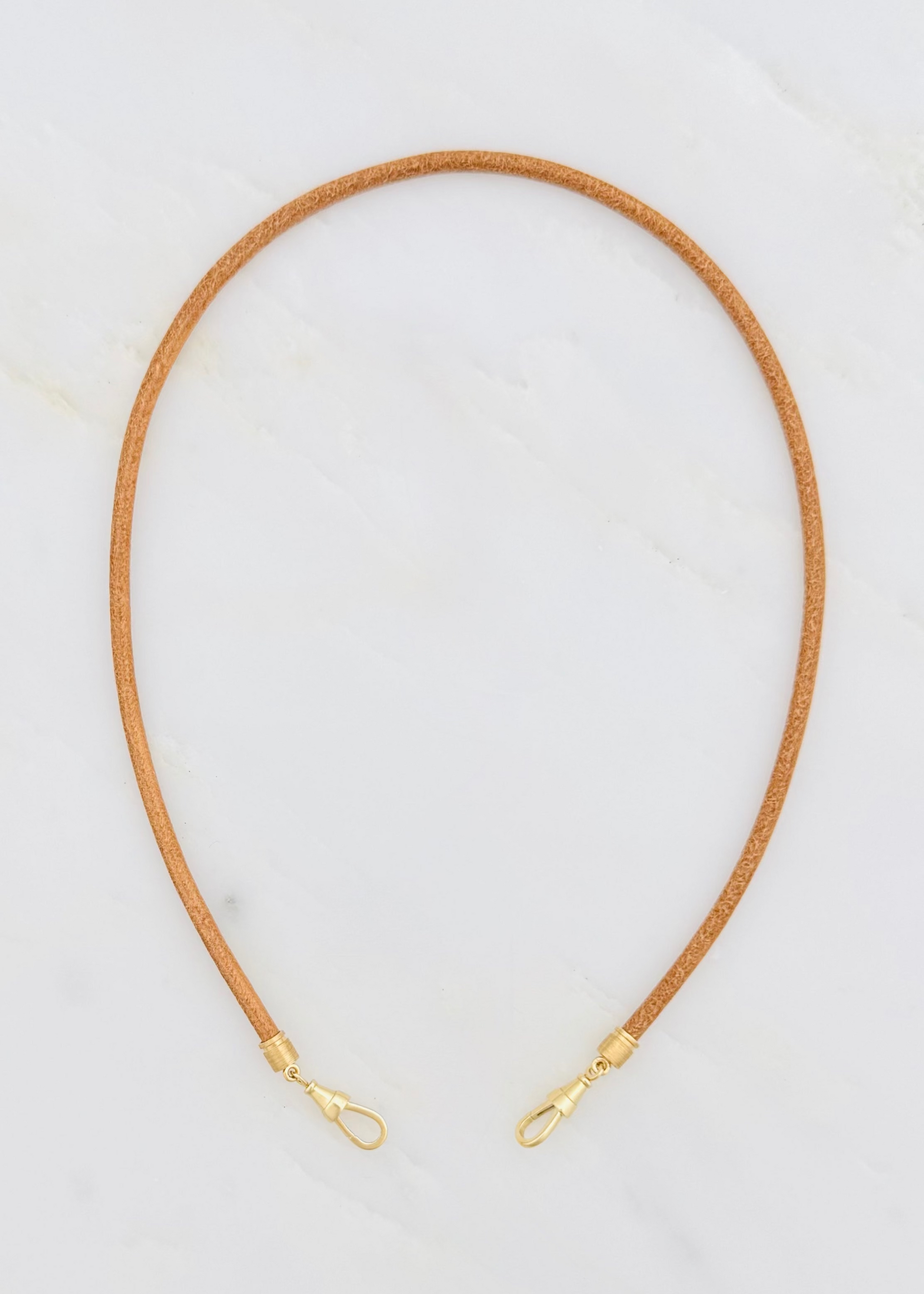marie lichtenberg fine jewelry 18k yellow gold Natural Leather Baby Lasso Necklace