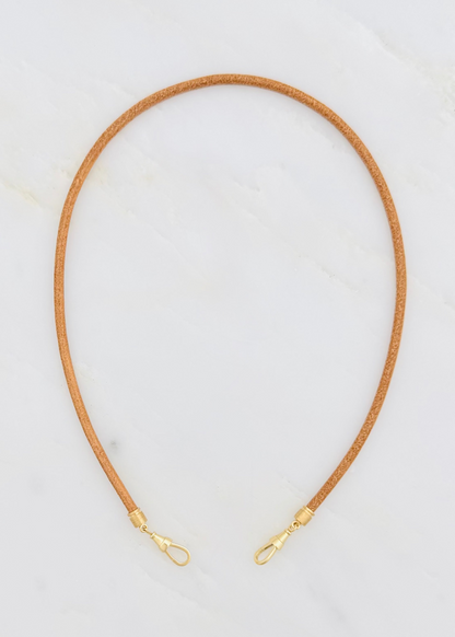 marie lichtenberg fine jewelry 18k yellow gold Natural Leather Baby Lasso Necklace