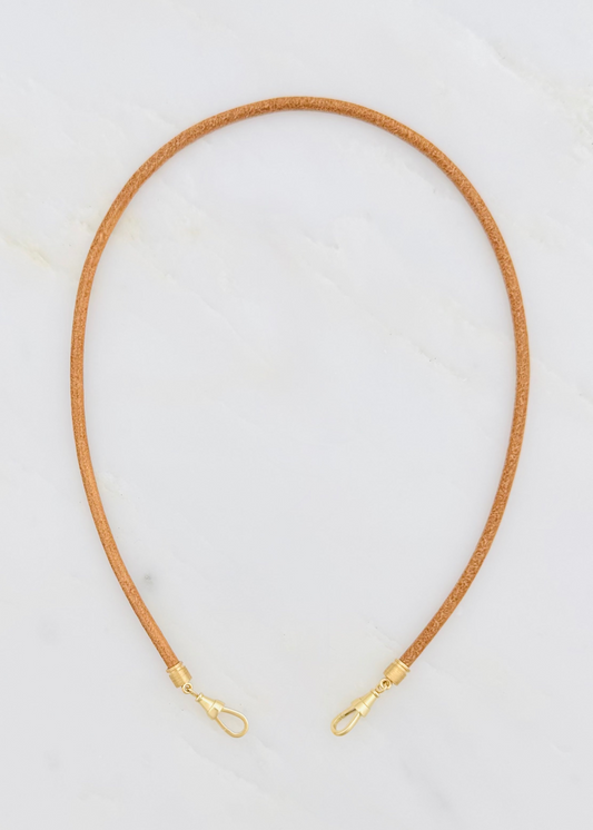 marie lichtenberg fine jewelry 18k yellow gold Natural Leather Baby Lasso Necklace