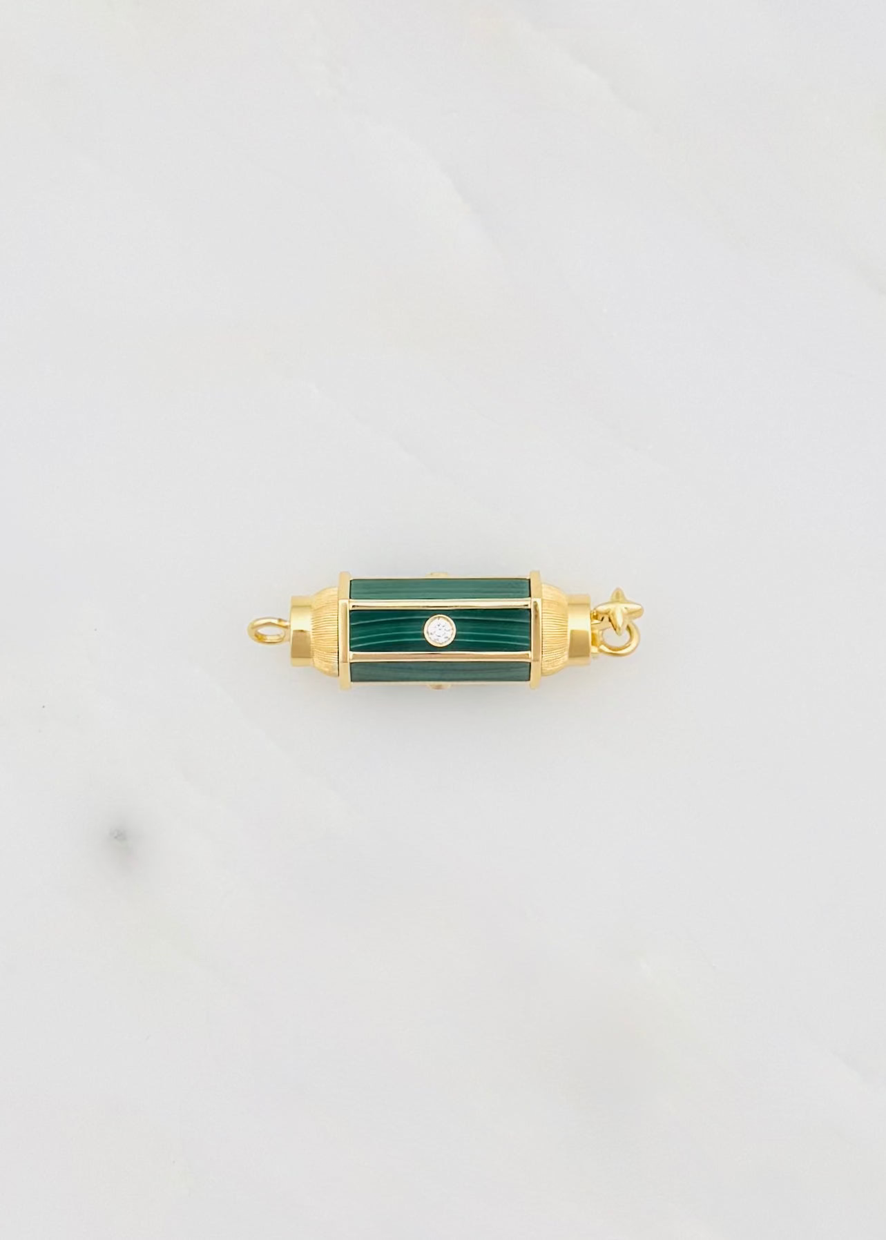 marie lichtenberg fine jewelry 18k yellow gold diamond Malachite Baby Locket