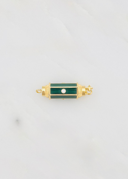marie lichtenberg fine jewelry 18k yellow gold diamond Malachite Baby Locket