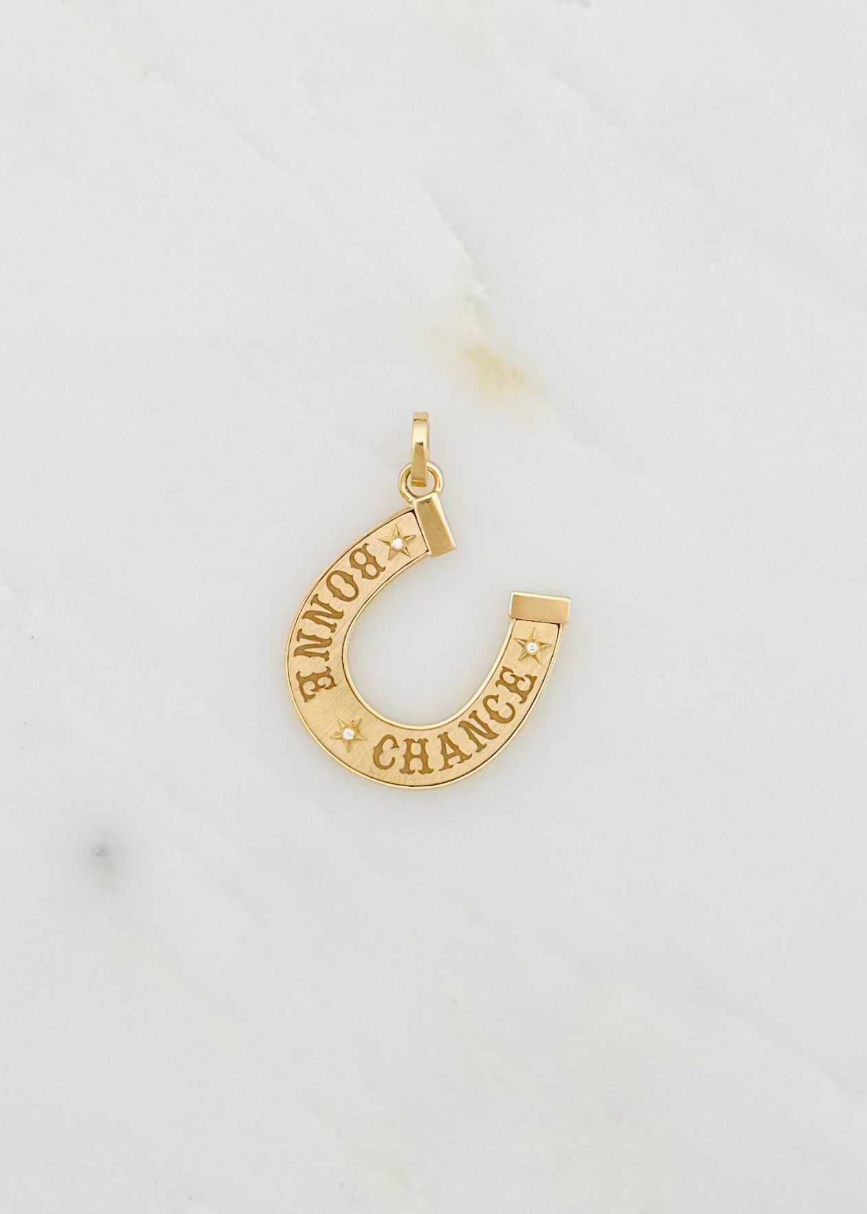 marie lichtenberg fine jewelry 18k yellow gold horseshoe Bonne Chance Small diamond charm