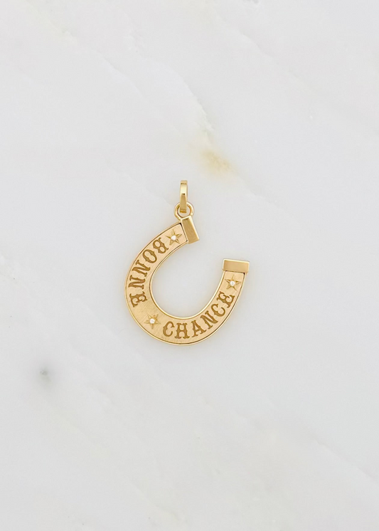 marie lichtenberg fine jewelry 18k yellow gold horseshoe Bonne Chance Small diamond charm