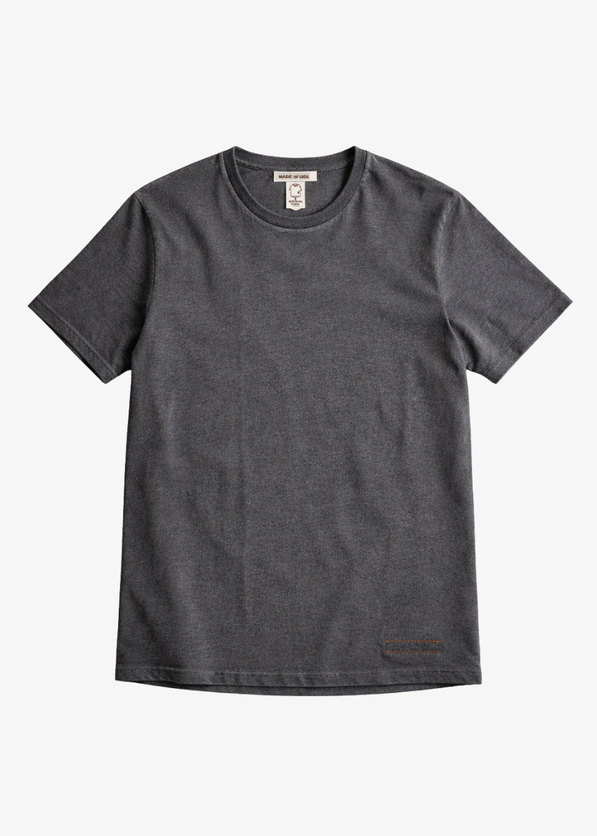 mens hiroshi kato The Stamp 9oz Organic Cotton Tee in Concrete