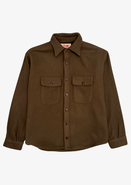 mens monostereo Wool Chamois Two Pocket Work Shirt in Olive