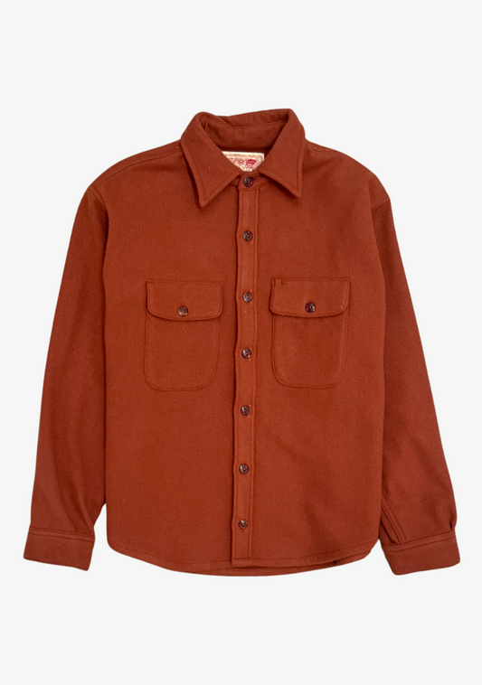 monostereo mens Wool Chamois Two Pocket Work Shirt in Red Earth