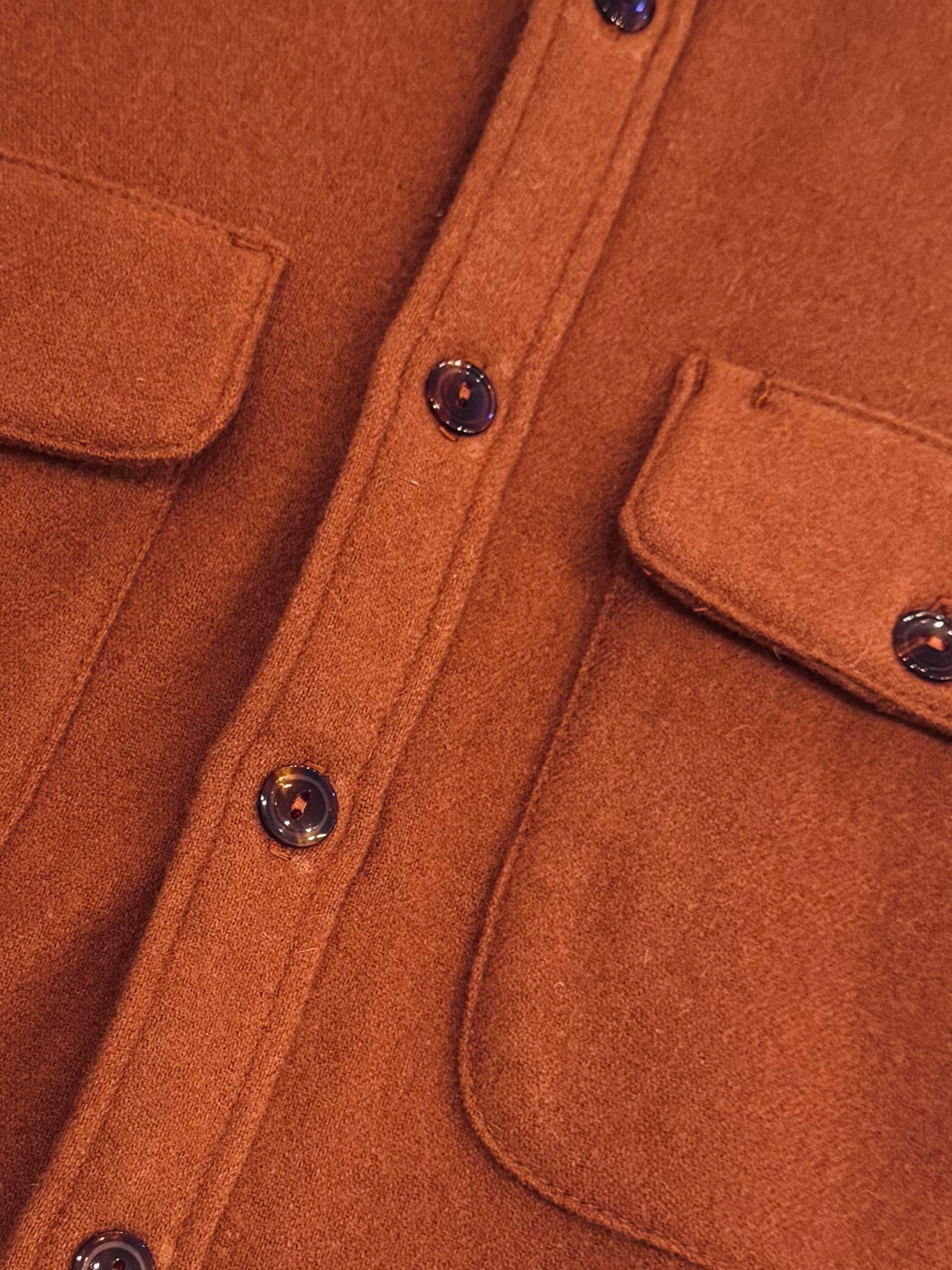 monostereo mens Wool Chamois Two Pocket Work Shirt in Red Earth