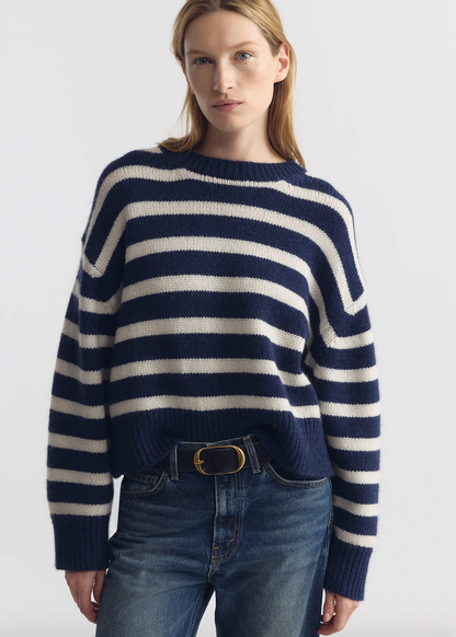person wearing nili lotan Anisa Stripe Cashmere Sweater