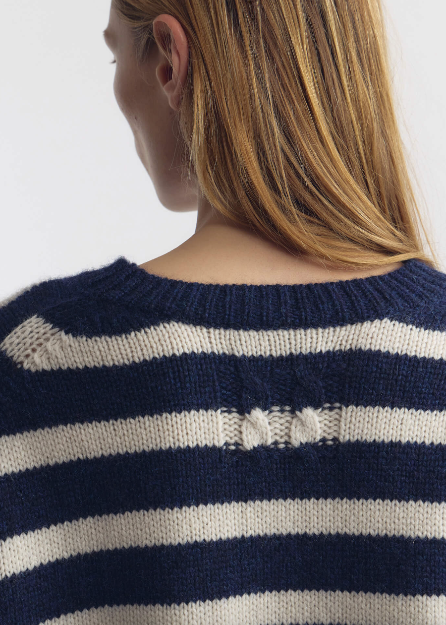 person wearing nili lotan Anisa Stripe Cashmere Sweater