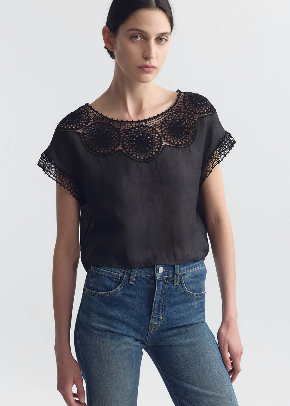 person wearing nili lotan womens Caila Top in black