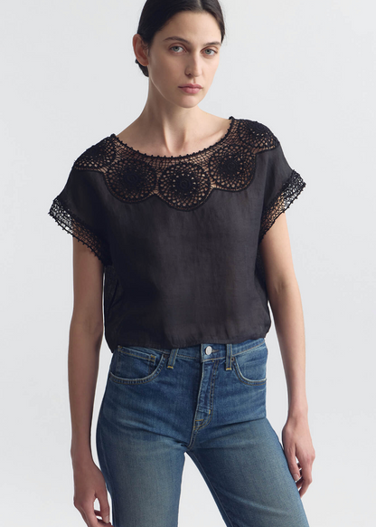 person wearing nili lotan womens Caila Top in black