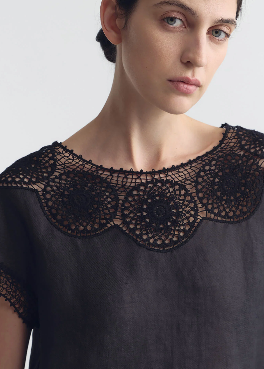 person wearing nili lotan womens Caila Top in black