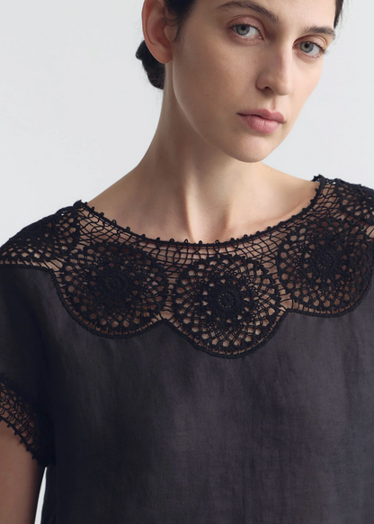 person wearing nili lotan womens Caila Top in black