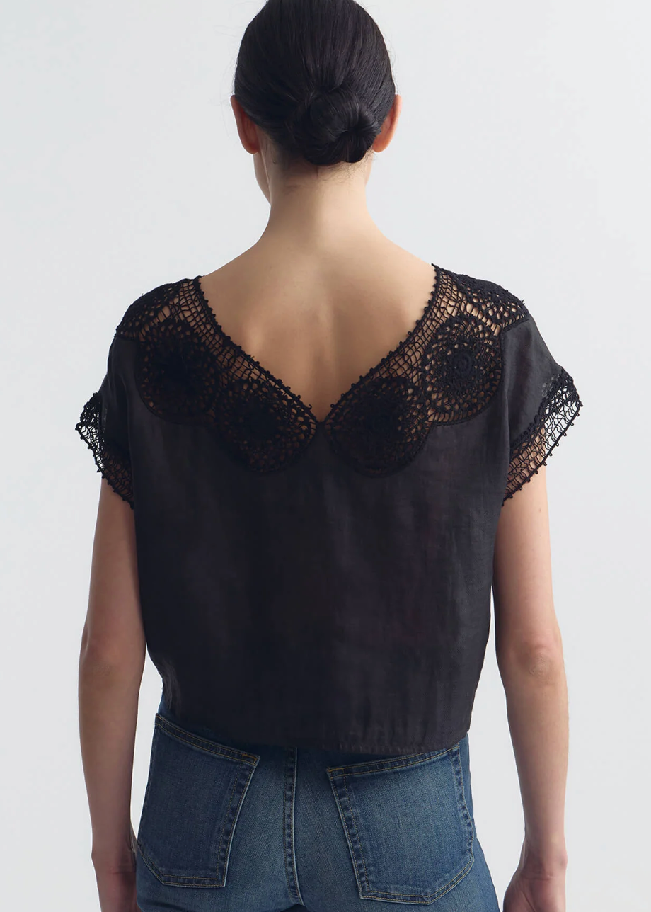 person wearing nili lotan womens Caila Top in black