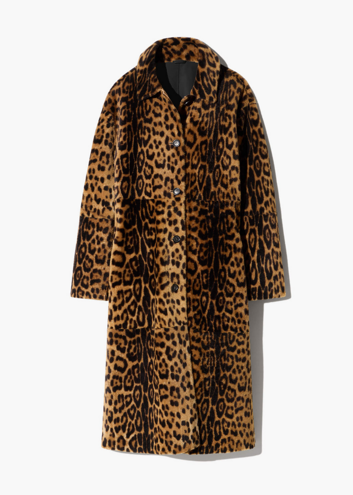 nili lotan womens Davelle Shearling Coat leopard print leather