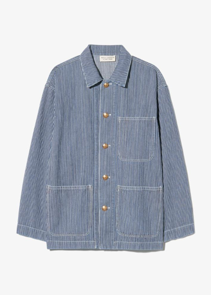 nili lotan womens Franklin Striped Jacket indigo stripe rinse