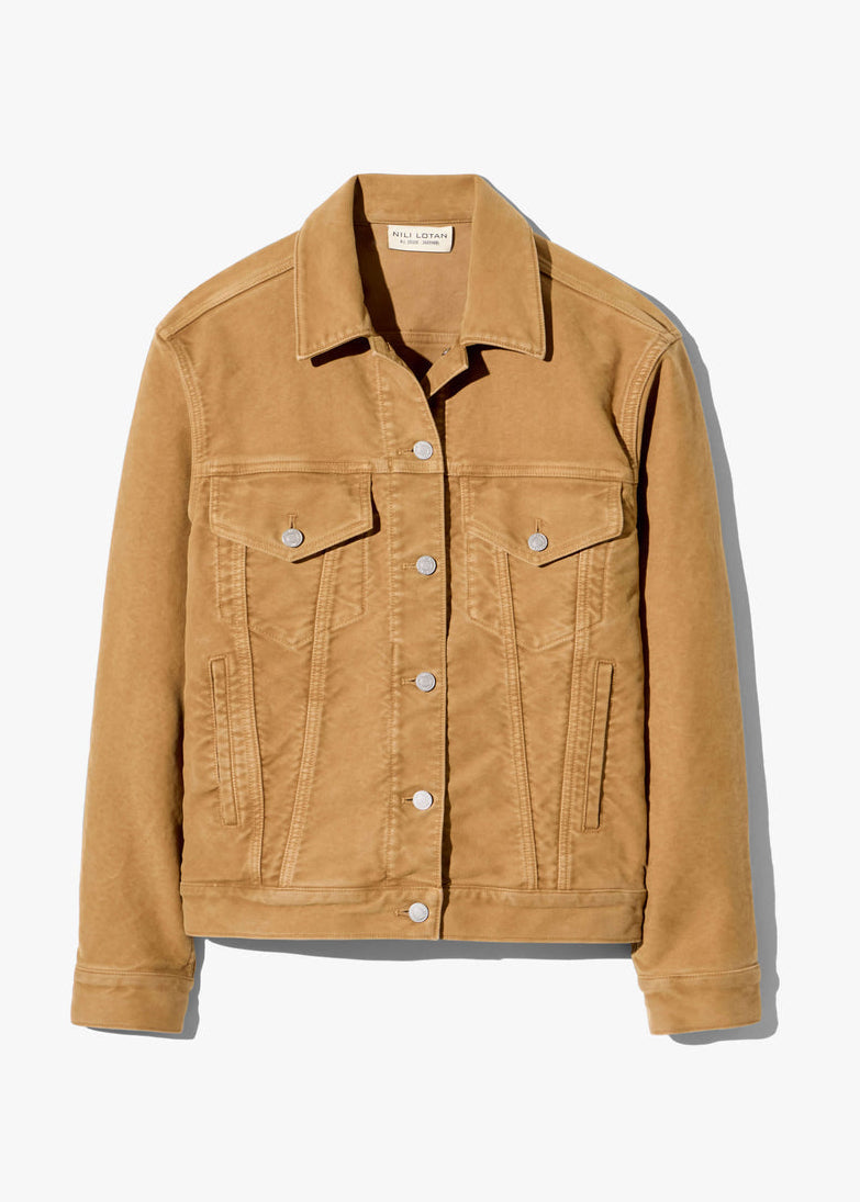 nili lotan womens Marian Moleskin cotton Jacket bourbon tan