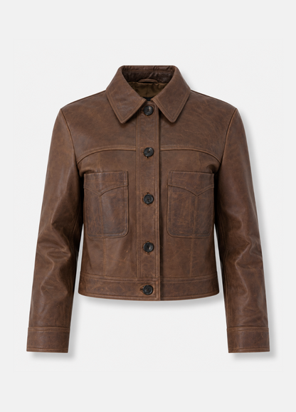 nili lotan womens Susannah Leather Jacket in Terra brown