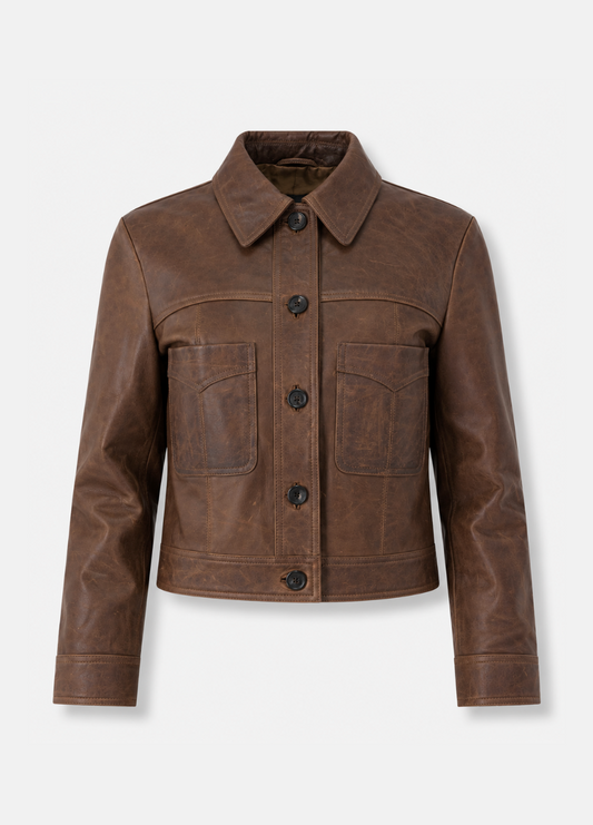 nili lotan womens Susannah Leather Jacket in Terra brown