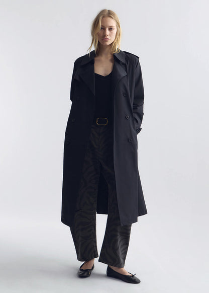 person wearing nili lotan womens Tanner Trench Coat in Black