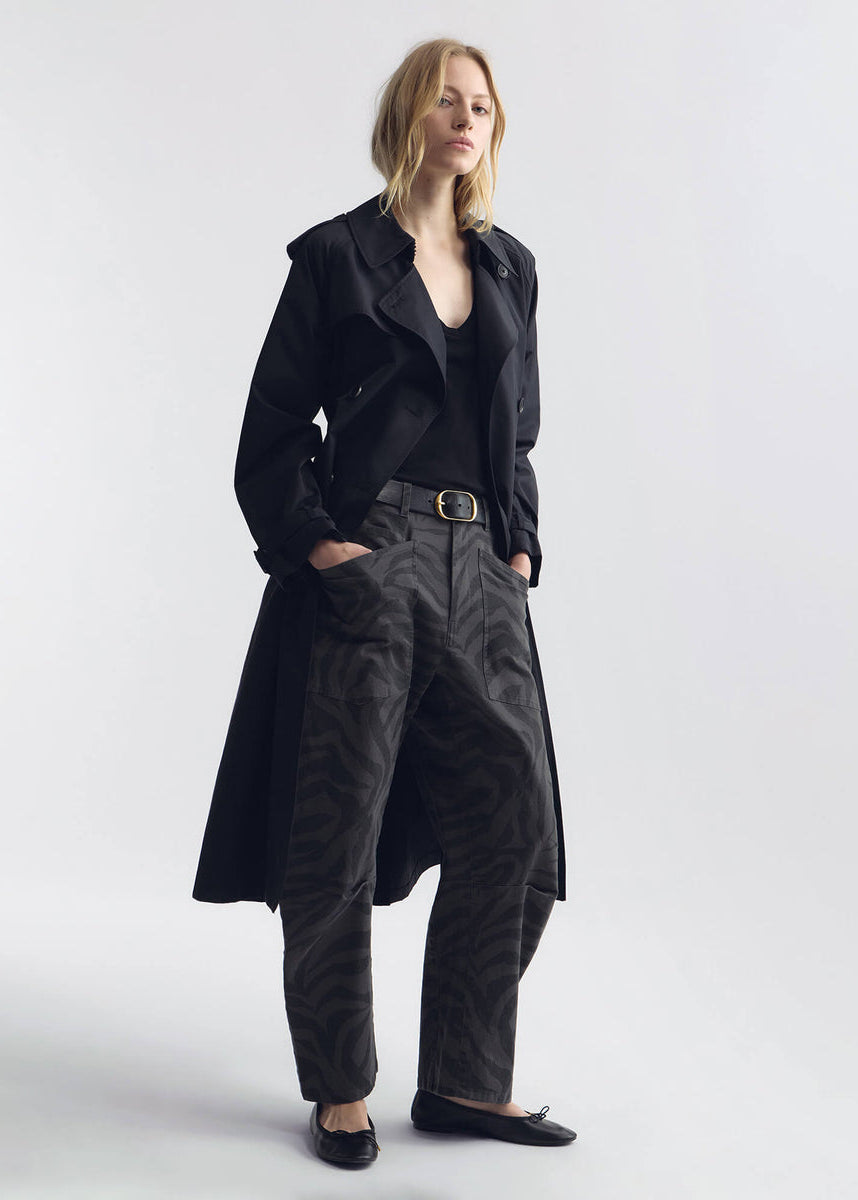 person wearing nili lotan womens Tanner Trench Coat in Black