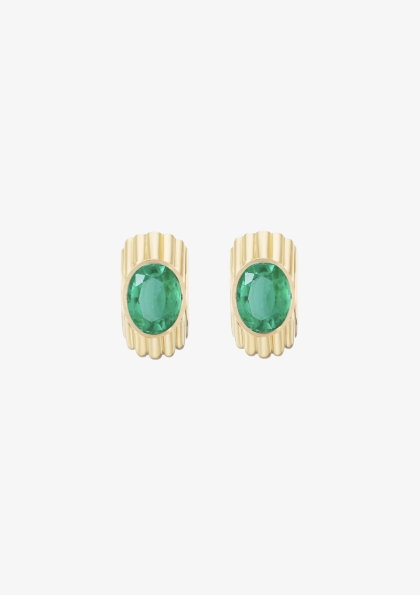 one of a kind Nomad Huggies with emeralds